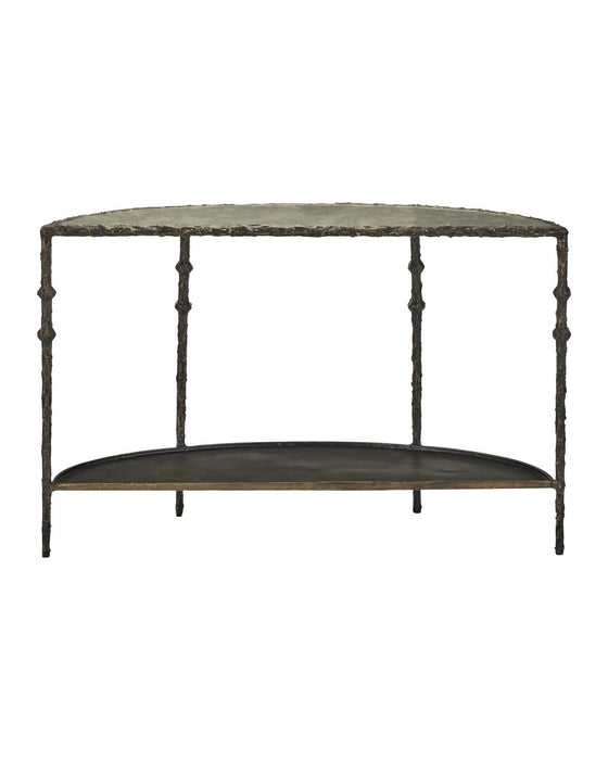 Currey and Company - 4000-0285 - Console Table - Spalzato - Aged Brass / Antique Glass