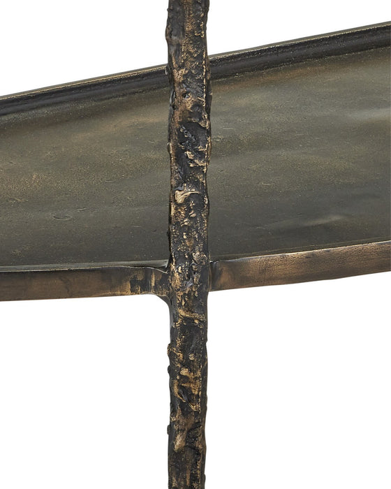 Currey and Company - 4000-0285 - Console Table - Spalzato - Aged Brass / Antique Glass