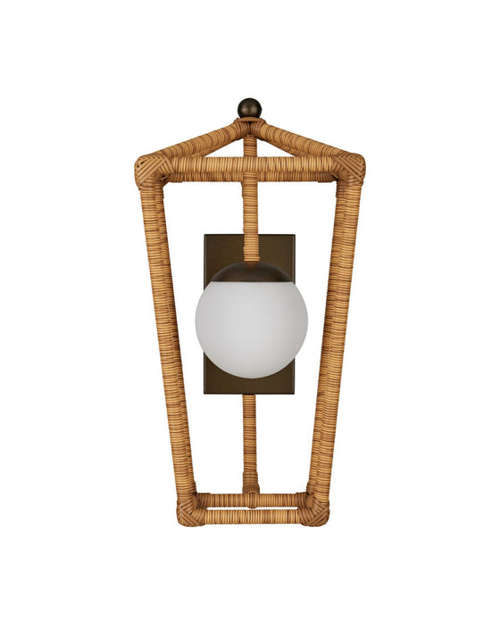 Currey and Company - 5500-0063 - One Light Wall Sconce - Denison - Natural / Midnight / Frosted White