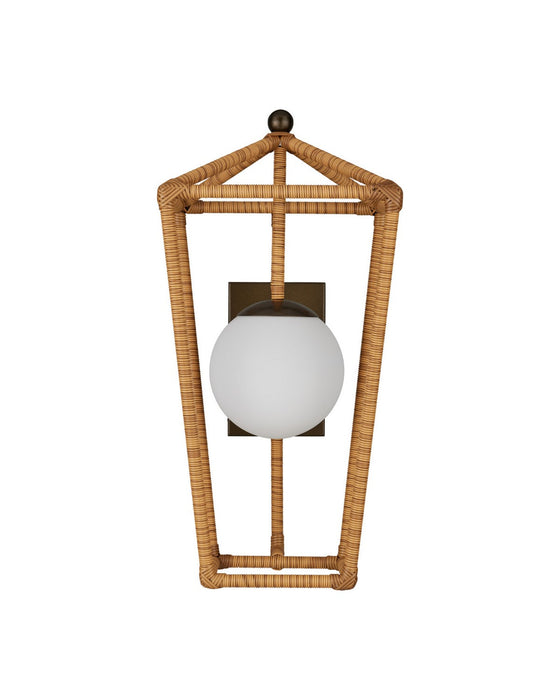 Currey and Company - 5500-0064 - One Light Wall Sconce - Denison - Natural / Midnight / Frosted White