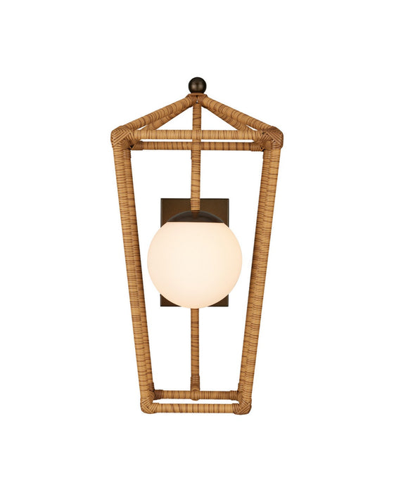 Currey and Company - 5500-0064 - One Light Wall Sconce - Denison - Natural / Midnight / Frosted White