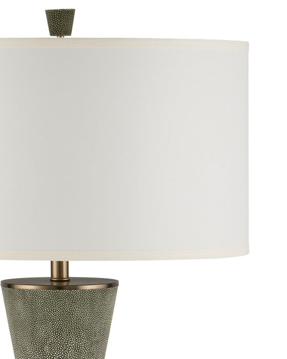 Currey and Company - 6000-1084 - One Light Table Lamp - Galuchat - Green Faux Shagreen / Brass