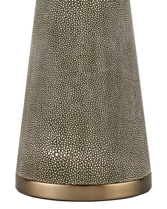 Currey and Company - 6000-1084 - One Light Table Lamp - Galuchat - Green Faux Shagreen / Brass