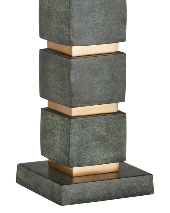 Currey and Company - 6000-1097 - One Light Table Lamp - Tetra - Verdigris / Antique Brass