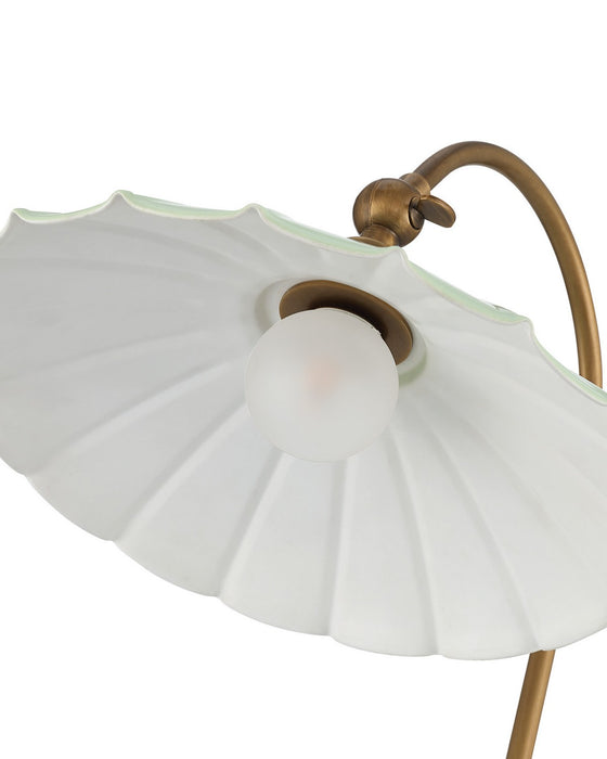Currey and Company - 6700-0030 - LED Table Lamp - Springe - Green / Antique Brass
