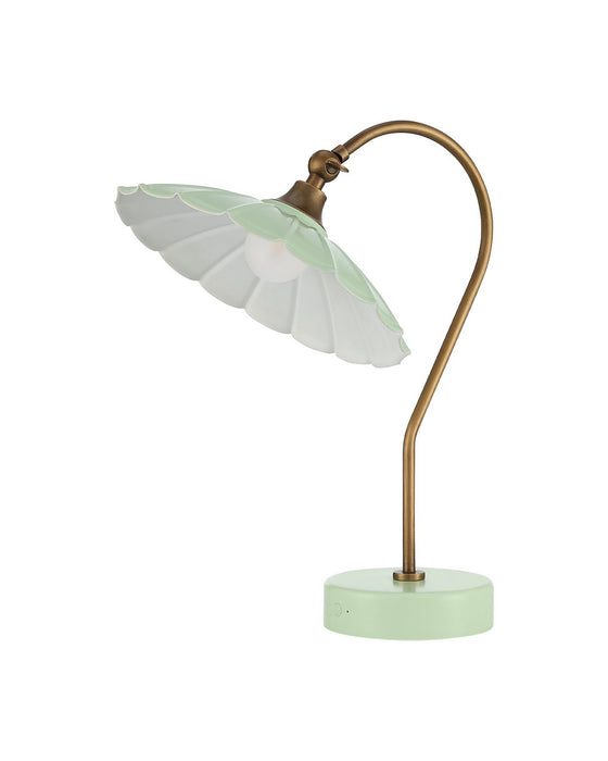 Currey and Company - 6700-0030 - LED Table Lamp - Springe - Green / Antique Brass