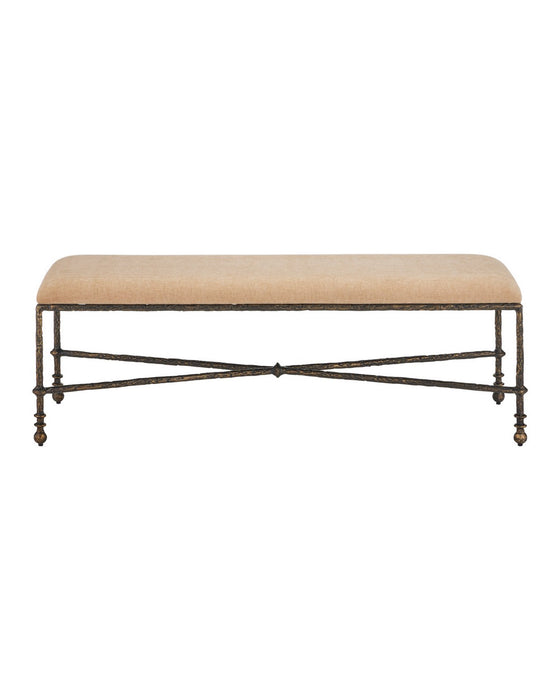 Currey and Company - 7000-1272 - Bench - Fuso - Dark Beige / Antique Bronze