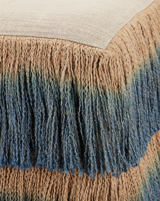 Currey and Company - 7000-1322 - Ottoman - Jute - Indigo / Beige