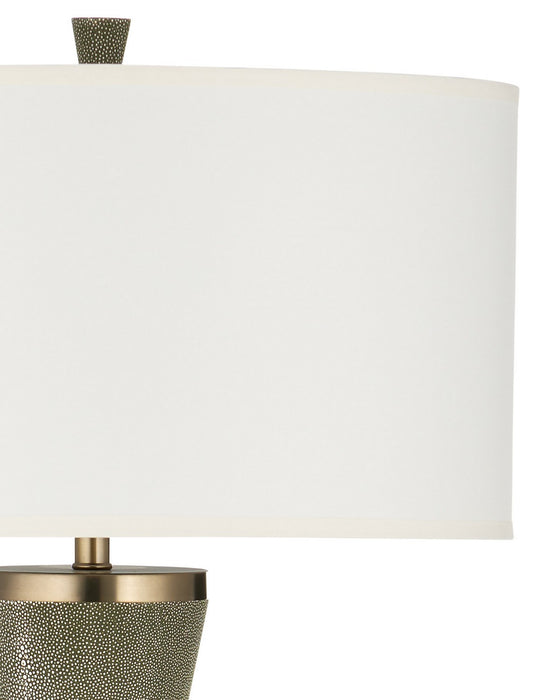 Currey and Company - 8000-0187 - One Light Floor Lamp - Galuchat - Green Faux Shagreen / Brass