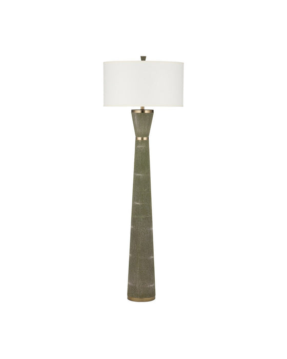 Currey and Company - 8000-0187 - One Light Floor Lamp - Galuchat - Green Faux Shagreen / Brass