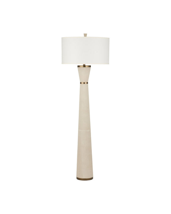 Currey and Company - 8000-0188 - One Light Floor Lamp - Galuchat - Ivory Faux Shagreen / Brass