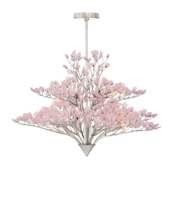 Currey and Company - 9000-1427 - 12 Light Chandelier - Fiorella - Pink / Contemporary Silver Leaf