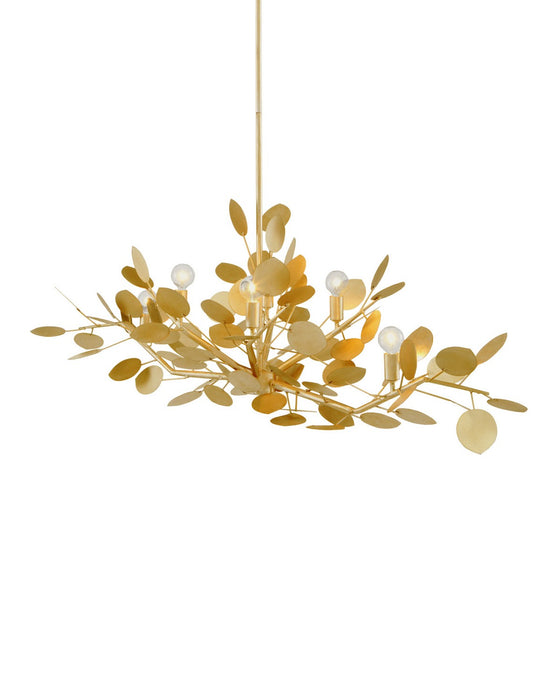 Currey and Company - 9000-1433 - Six Light Chandelier - Lunaria - Contemporary Gold Leaf