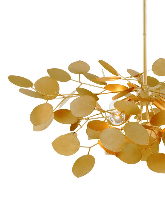 Currey and Company - 9000-1434 - Four Light Chandelier - Lunaria - Contemporary Gold Leaf