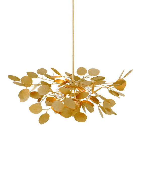 Currey and Company - 9000-1434 - Four Light Chandelier - Lunaria - Contemporary Gold Leaf