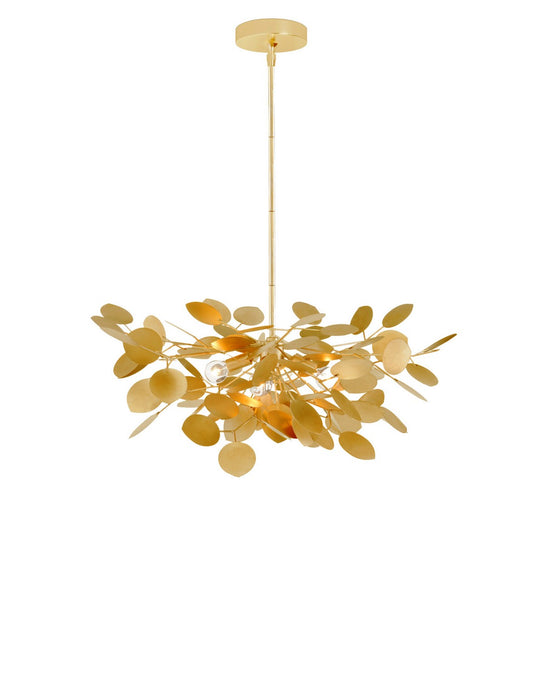 Currey and Company - 9000-1434 - Four Light Chandelier - Lunaria - Contemporary Gold Leaf