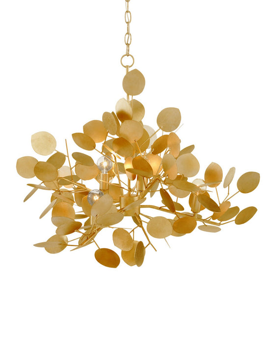 Currey and Company - 9000-1435 - Six Light Chandelier - Lunaria - Contemporary Gold Leaf