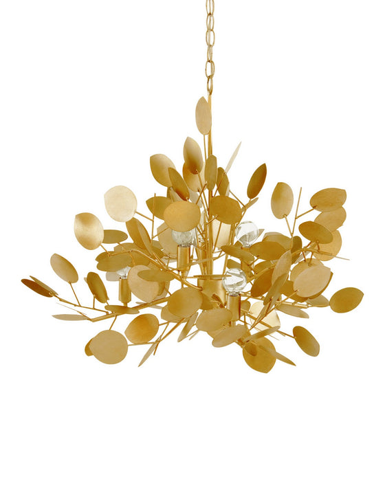 Currey and Company - 9000-1435 - Six Light Chandelier - Lunaria - Contemporary Gold Leaf