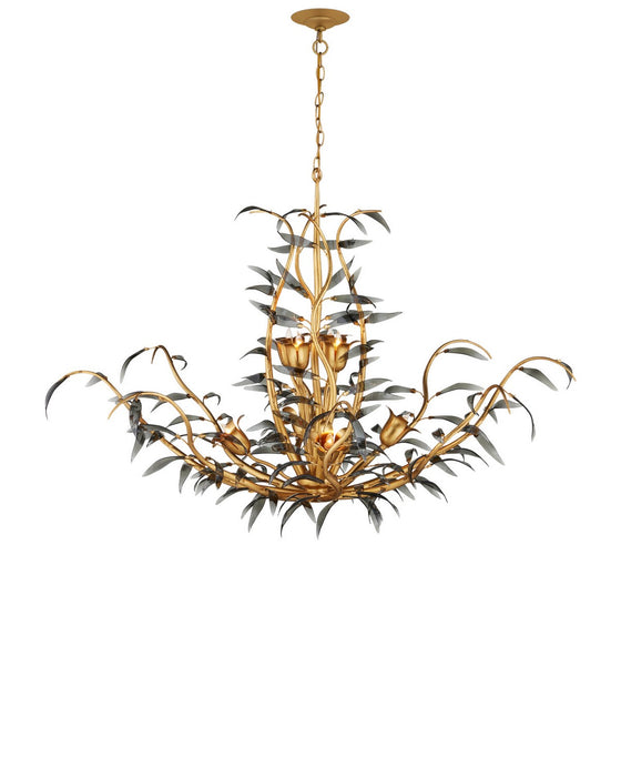 Currey and Company - 9000-1437 - Eight Light Chandelier - Odile - Black / Contemporary Gold Leaf / Contemporary Gold