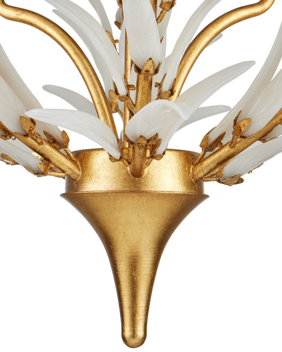 Currey and Company - 9000-1438 - Nine Light Chandelier - Leda - Antique Gold Leaf / Antique Gold / White