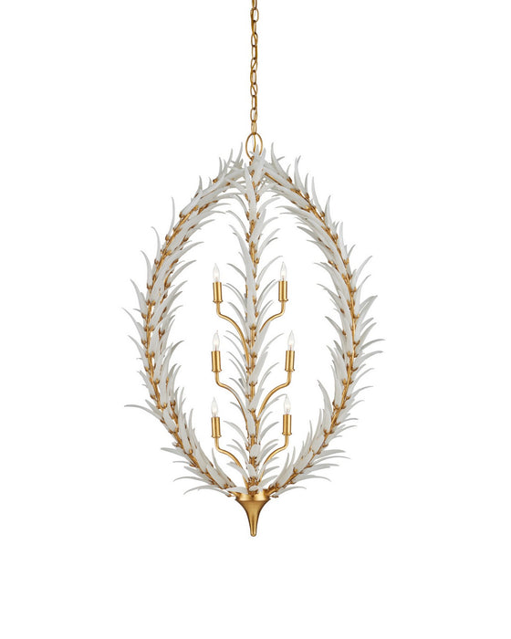 Currey and Company - 9000-1438 - Nine Light Chandelier - Leda - Antique Gold Leaf / Antique Gold / White
