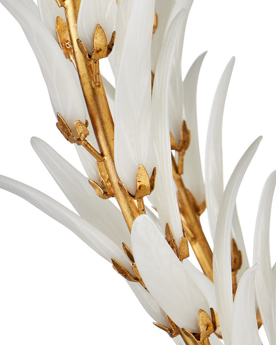 Currey and Company - 9000-1438 - Nine Light Chandelier - Leda - Antique Gold Leaf / Antique Gold / White