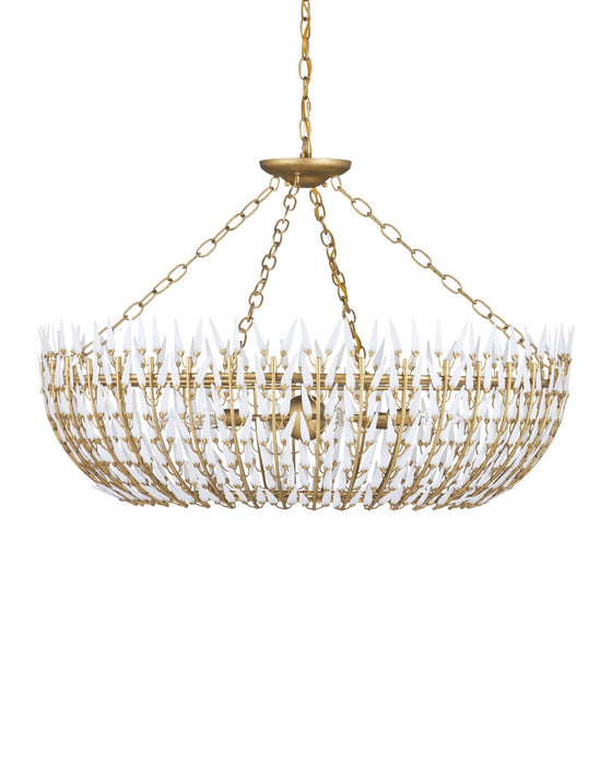 Currey and Company - 9000-1439 - Six Light Chandelier - Magnum Opus - White / Brass
