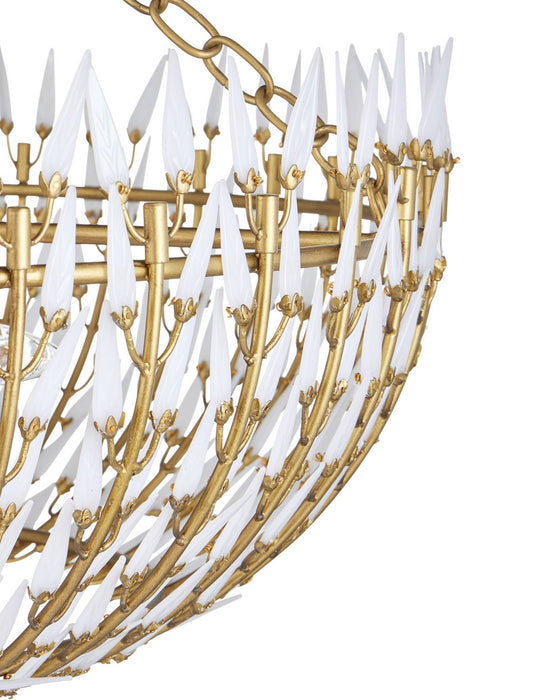 Currey and Company - 9000-1439 - Six Light Chandelier - Magnum Opus - White / Brass