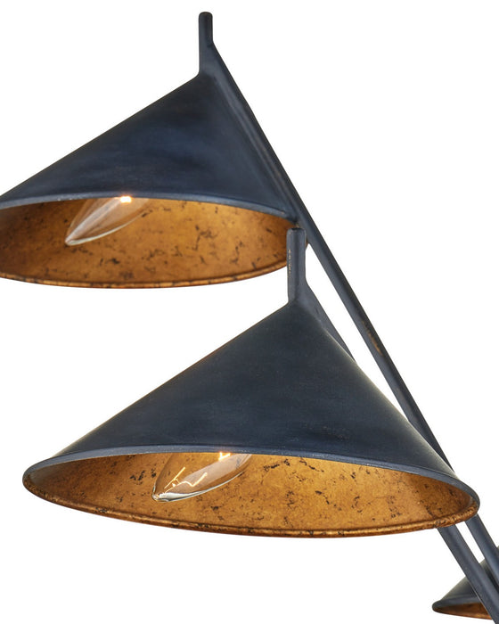 Currey and Company - 9000-1441 - Six Light Chandelier - Serpa - French Black / Gold Leaf