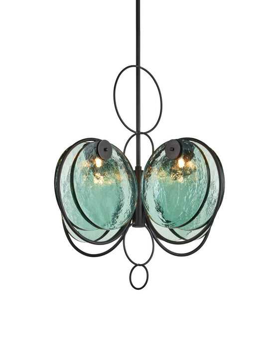 Currey and Company - 9000-1442 - Four Light Chandelier - Vesica Piscis - Clear / Blacksmith