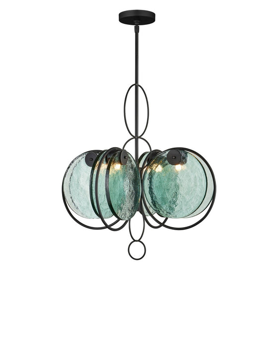 Currey and Company - 9000-1442 - Four Light Chandelier - Vesica Piscis - Clear / Blacksmith