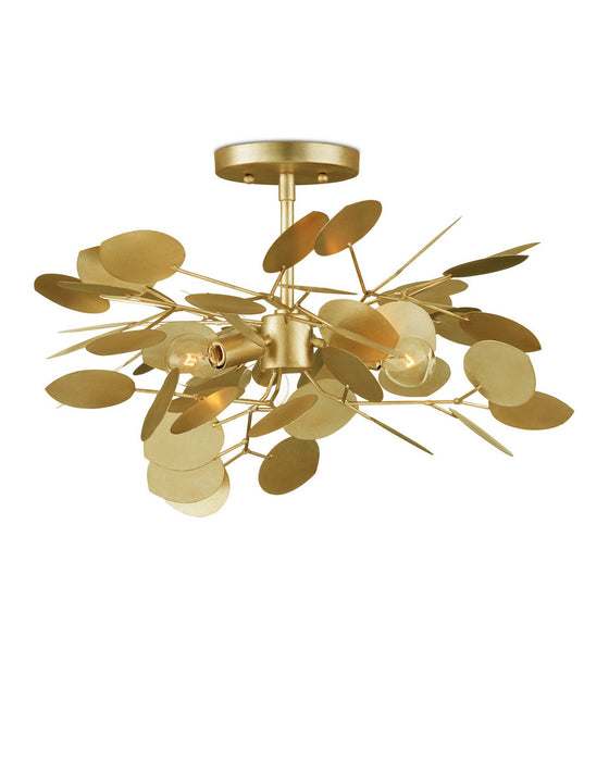 Currey and Company - 9000-1449 - Three Light Semi-Flush Mount - Lunaria - Contemporary Gold Leaf
