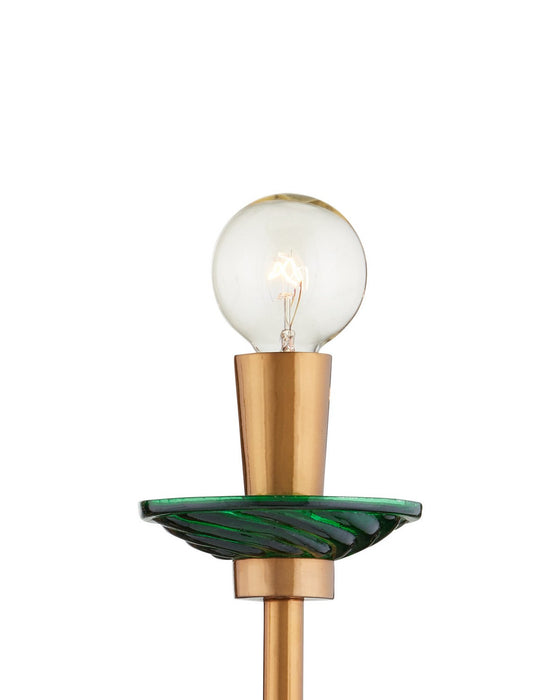 Currey and Company - 9000-1453 - Six Light Chandelier - Grasmere - Green / Aged Gold / Gold Luster