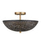 Currey and Company - 9000-1455 - Three Light Semi-Flush Mount - Jali - Black / Brass Antique