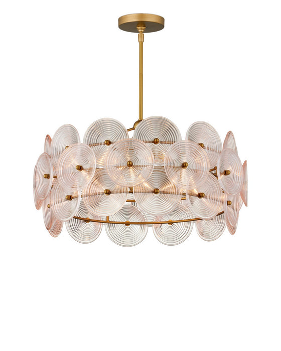 Currey and Company - 9000-1459 - Six Light Chandelier - Whirlwind - Pale Pink / Brass
