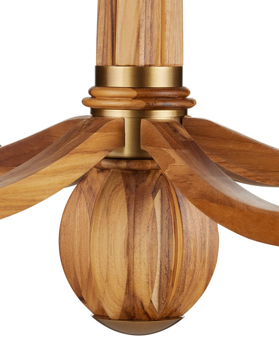 Currey and Company - 9000-1463 - Six Light Chandelier - Woodcroft - Natural / Antique Brass