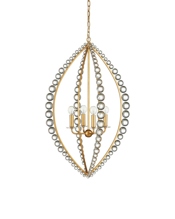 Currey and Company - 9000-1466 - Four Light Chandelier - Amadora - Clear / Antique Gold Leaf