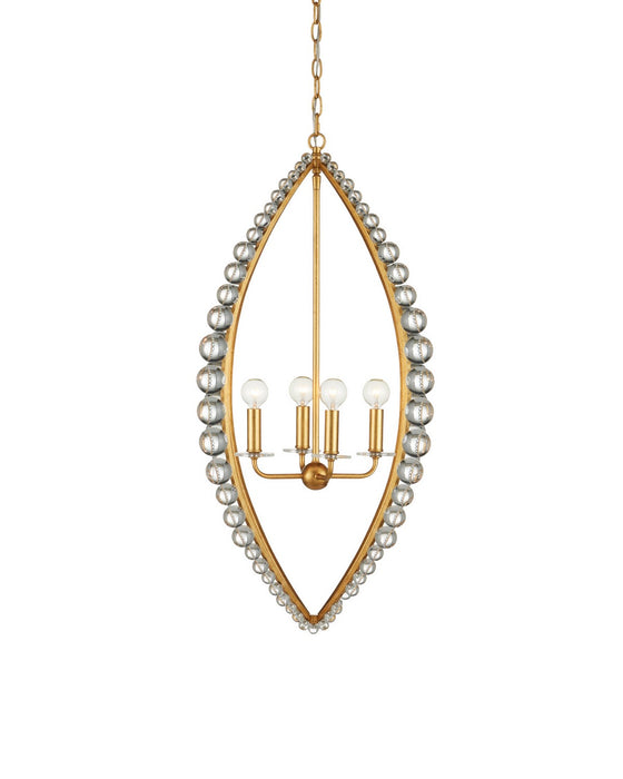 Currey and Company - 9000-1466 - Four Light Chandelier - Amadora - Clear / Antique Gold Leaf