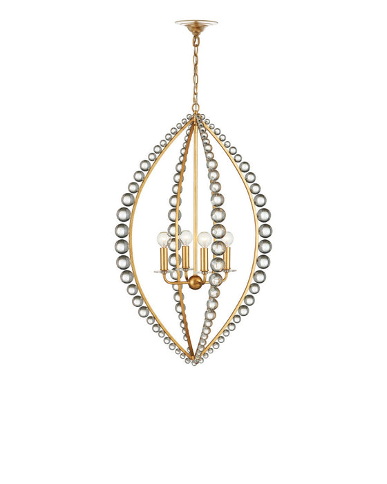 Currey and Company - 9000-1466 - Four Light Chandelier - Amadora - Clear / Antique Gold Leaf