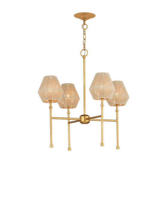 Currey and Company - 9000-1470 - LED Chandelier - Francie - Antique Gold Leaf / Natural