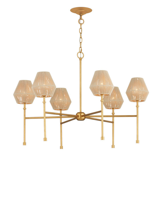 Currey and Company - 9000-1471 - LED Chandelier - Francie - Antique Gold Leaf / Natural
