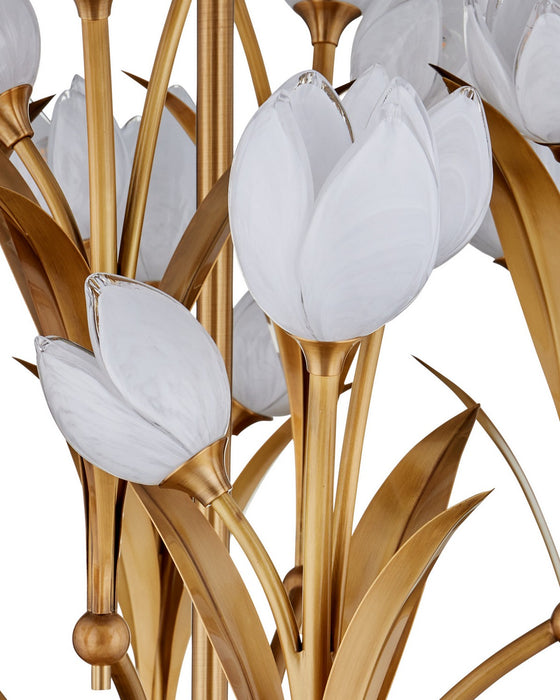 Currey and Company - 9000-1475 - LED Chandelier - Glazen - Polished Antique Brass / White