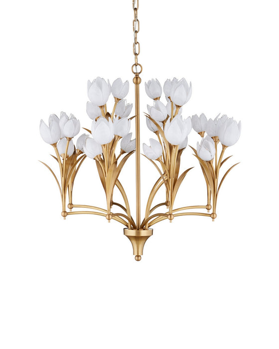 Currey and Company - 9000-1475 - LED Chandelier - Glazen - Polished Antique Brass / White