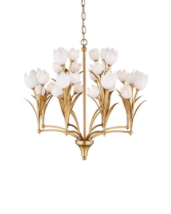 Currey and Company - 9000-1475 - LED Chandelier - Glazen - Polished Antique Brass / White