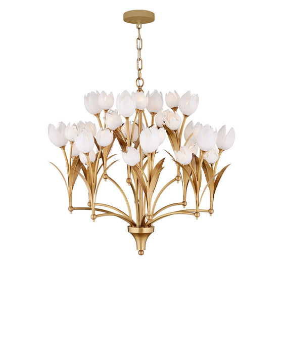 Currey and Company - 9000-1475 - LED Chandelier - Glazen - Polished Antique Brass / White