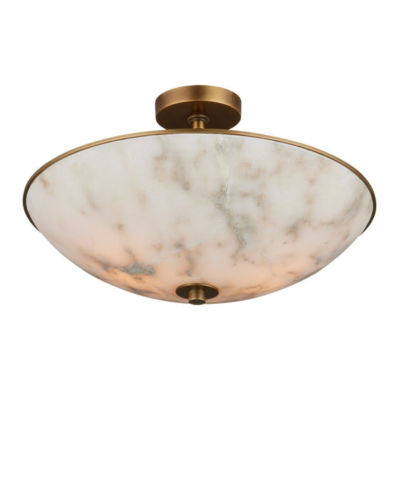 Currey and Company - 9000-1478 - Two Light Semi-Flush Mount - Volterra - Natural / Antique Brass