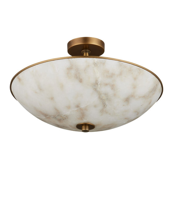 Currey and Company - 9000-1478 - Two Light Semi-Flush Mount - Volterra - Natural / Antique Brass