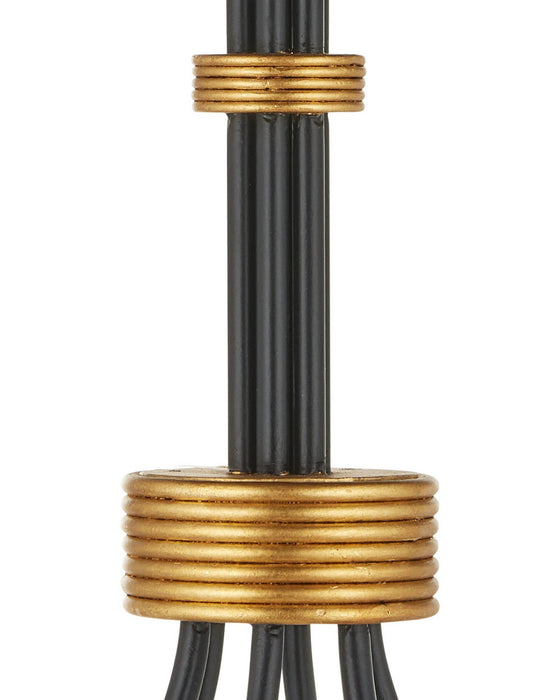 Currey and Company - 9000-1481 - Six Light Chandelier - Lawton - Satin Black / Contemporary Gold Leaf