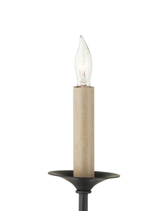 Currey and Company - 9000-1481 - Six Light Chandelier - Lawton - Satin Black / Contemporary Gold Leaf