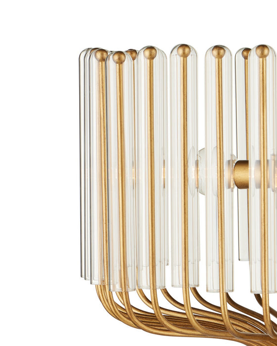 Currey and Company - 9000-1484 - Three Light Chandelier - Faraday - Brushed Brass / Clear